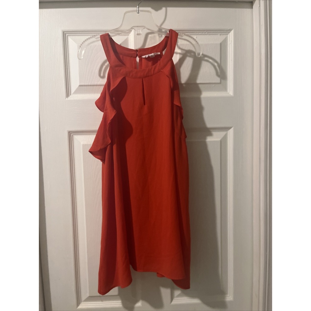 Red Orange Crinkle  Dress Peach Love California Size Large Sassy Summer Travel